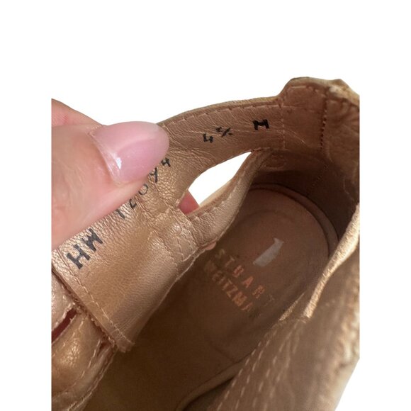 STUART WEITZMAN Tan Leather Peeptoe Heels Size 4.5 - Picture 7 of 8